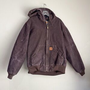 Vintage Carhartt J130 Sandstone Duck Jacket Brown Quilted Lined YKK Zip – M